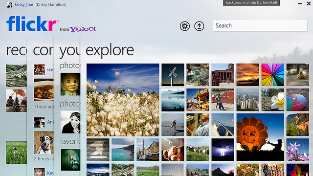 Aperçu de l'application Flickr pour Windows 7