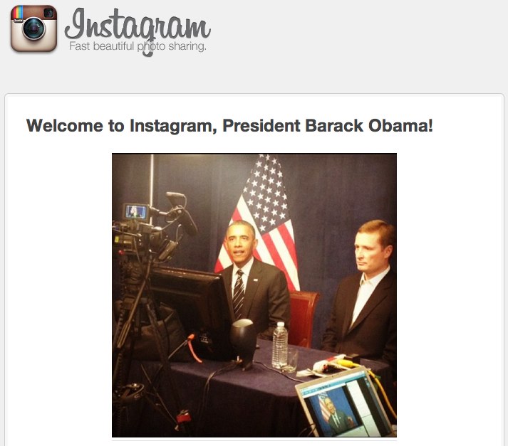 Instagram welcomes Obama
