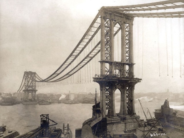 Manhattan Bridge lors de sa construction