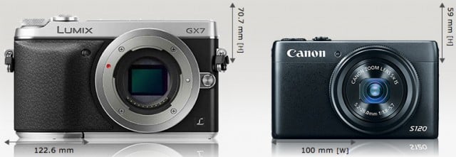 Panasonic_Lumix_DMC-GX7_vs_Canon_PowerShot_S120_Camera_Size_Comparison