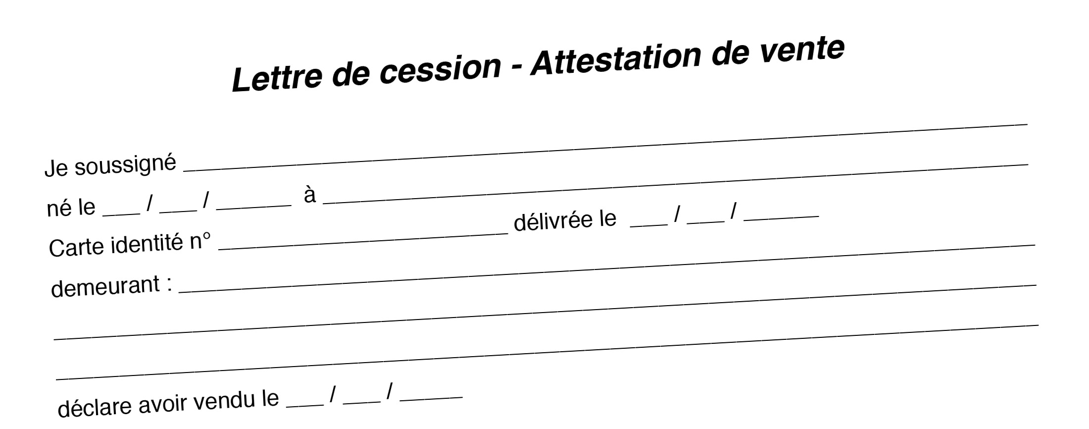 Lettre de cession - Attestation de vente - Phototrend.fr