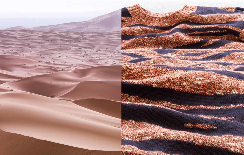 Aerial: Morocco, Merzouga Jumper: Kenzo Background shirt: APC First published in Süddeutsche Zeitung Magazin