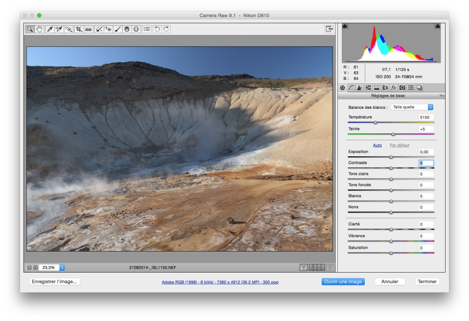 Dématriçage Camera RAW dans Photoshop