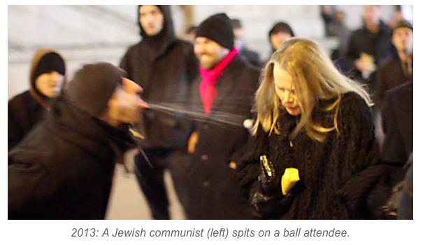 Capture d’écran de l'article "Communist Thugs Attack Police as Peaceful Austrian Nationalists Gather for Culture-filled Ball" du journal d'extrême droite Dailystormer