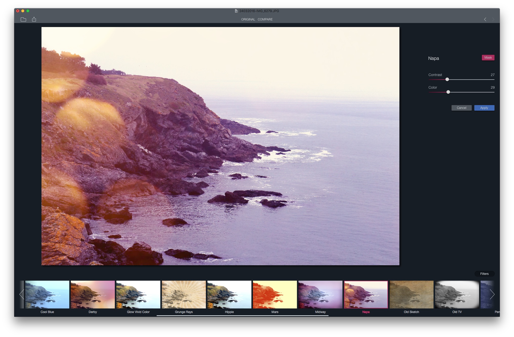 Filters for Photos, une application de filtres photo gratuite sur Mac