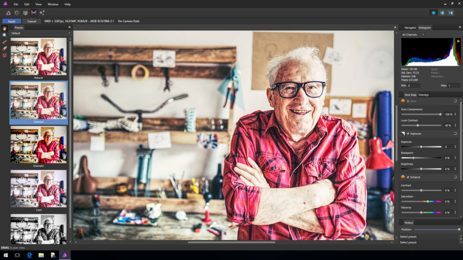 Mappage ton local dans Affinity Photo sur Windows