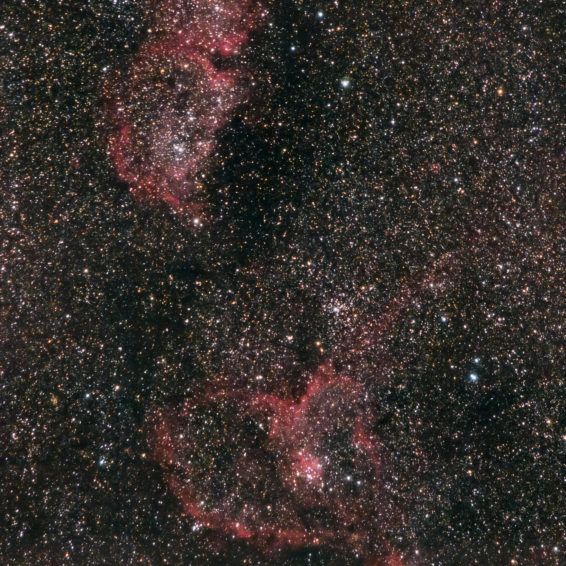 Nébuleuse du coeur et de l'âme EOS 50D défiltré @200mm f/4, 60 minutes de pose