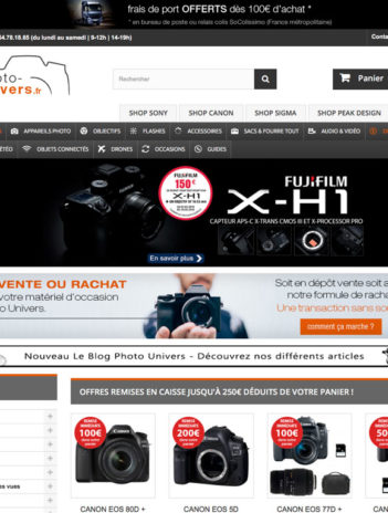 Page d'accueil du site Photo-univers.fr