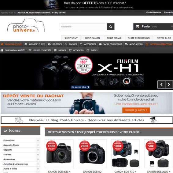 Page d'accueil du site Photo-univers.fr