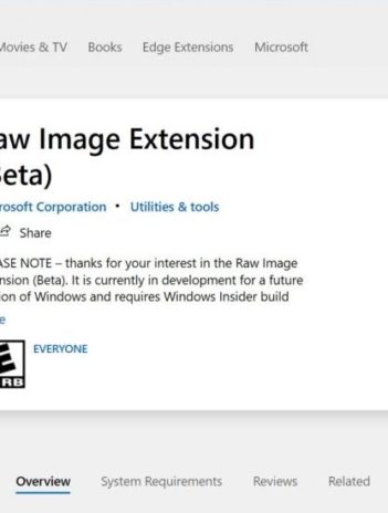 Windows 10 Insider RAW Image Extension