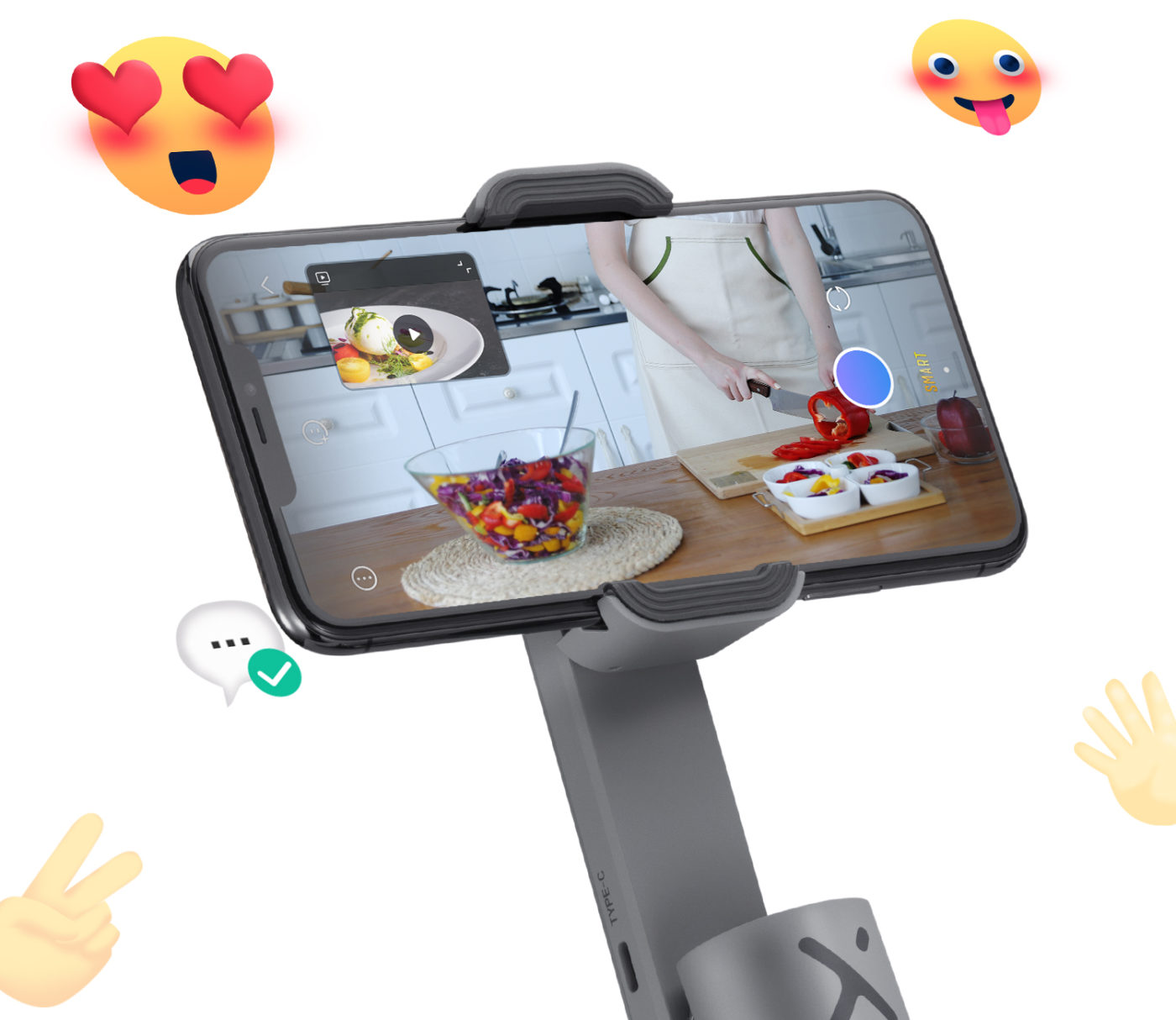 ZHIYUN Smooth 5 - Stabilisateur Smartphone 3 Axes Avec Trépied Pour IPhone Et Android