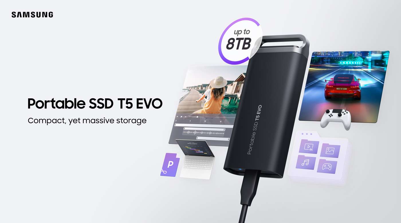 Disque dur SSD externe SAMSUNG 8To T5 Evo Samsung en multicolore