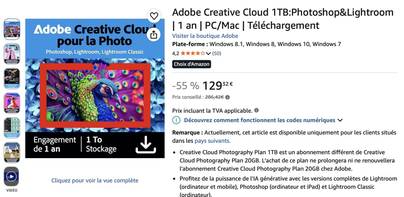 Bon plan Adobe Creative Cloud pour la Photo 1 To