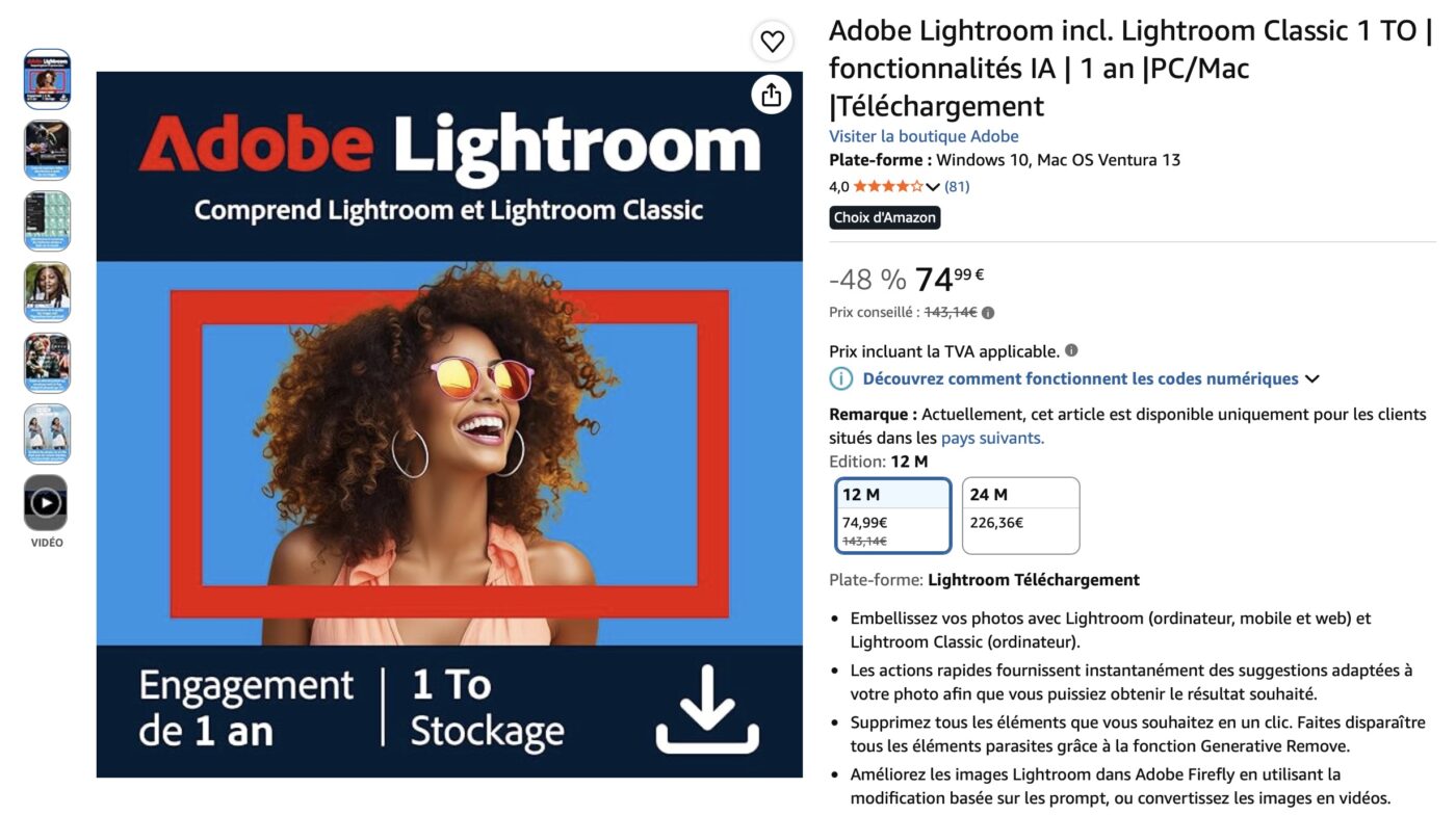 Bon plan Adobe Lightroom Classic 1 To