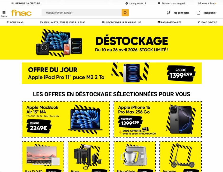 Fnac : grande opération déstockage du 10 au 26 avril