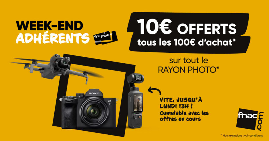 Promo Fnac : 10 € offerts tous les 100 € d’achat sur la photo ce week-end